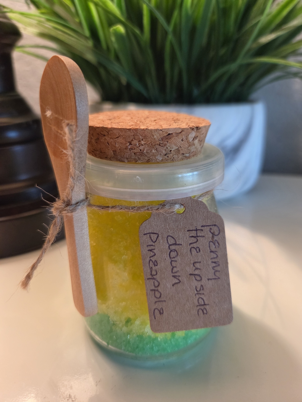Upside Down Pineapple Citrus Scented Body Scrub Jar with Wooden Spoon